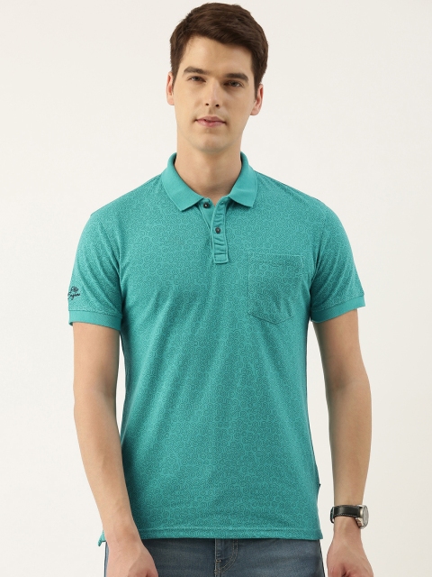

Peter England Men Sea Green Printed Polo Collar T-shirt