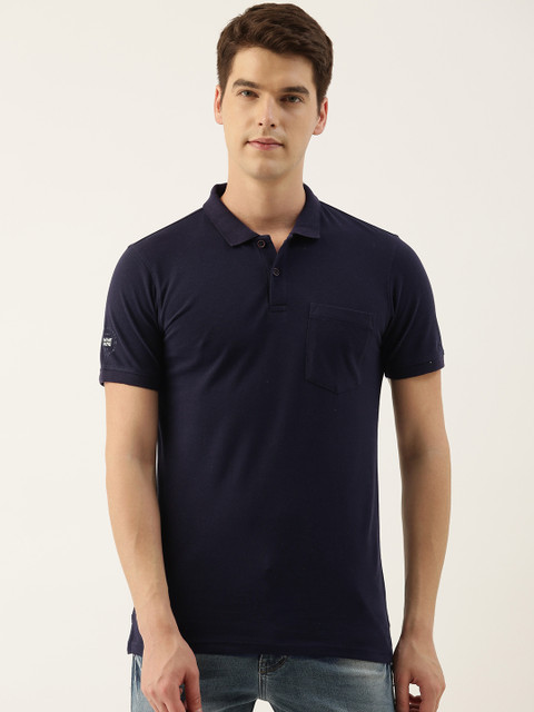 

Peter England Men Navy Blue Polo Collar T-shirt