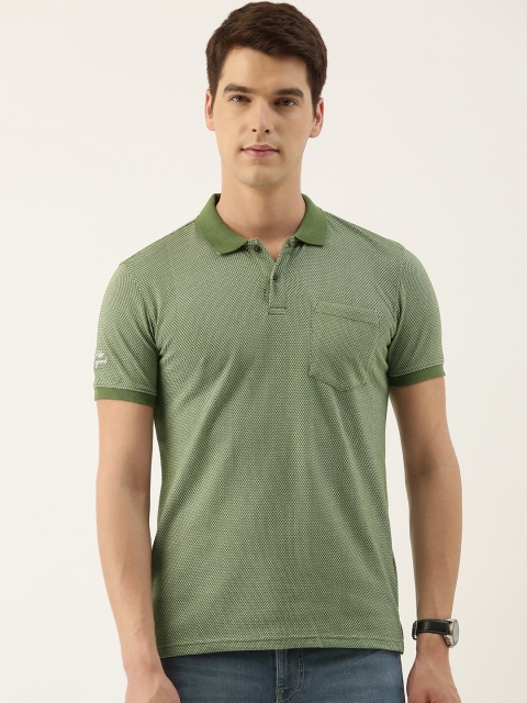 

Peter England Men Olive Green & White Polo Collar T-shirt
