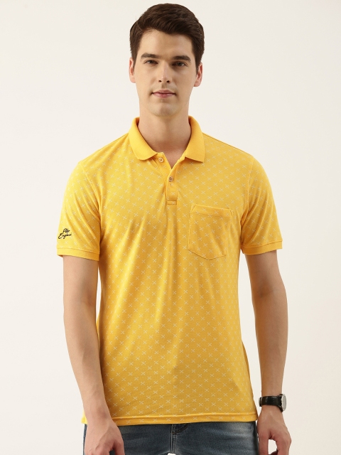 

Peter England Men Yellow Printed Polo Collar T-shirt