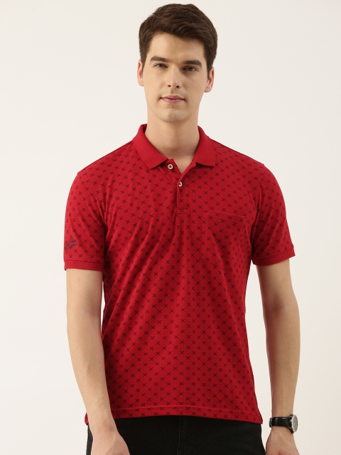 

Peter England Men Red Printed Polo Collar T-shirt