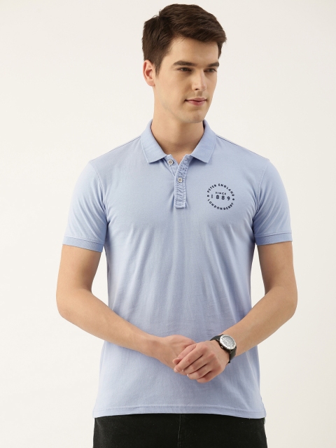 

Peter England Men Blue Polo Collar Pure Cotton T-shirt