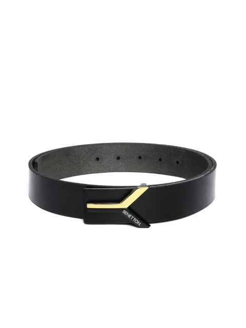 

United Colors of Benetton Men Black Solid Casual Leather Belt