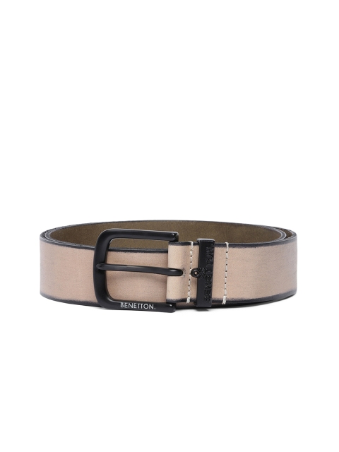 

United Colors of Benetton Men Beige Solid Leather Belt