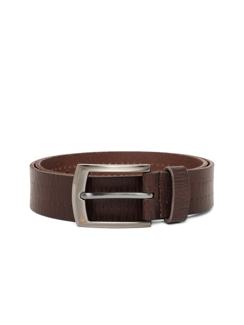

United Colors of Benetton Men Coffee Brown Textured & Perforated Leather Belt