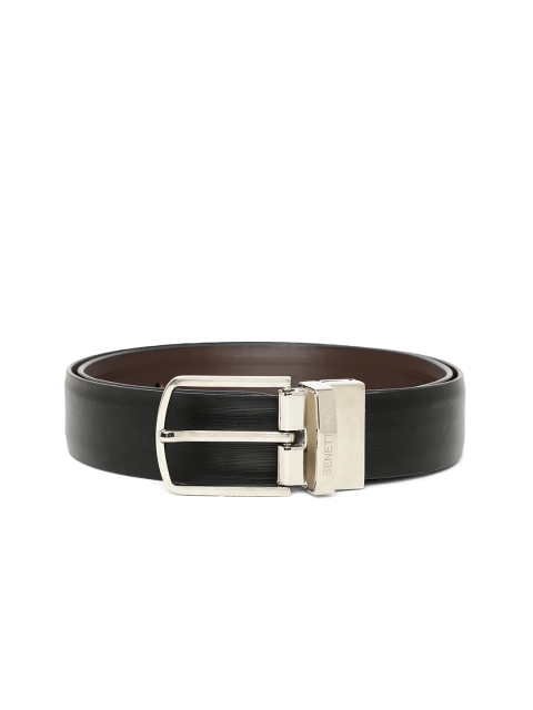 

United Colors of Benetton Men Black & Coffee Brown Reversible Textured Formal Belt