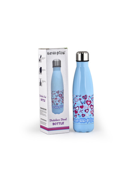 

SCOOBIES Kids Turquoise Blue & Pink Printed Flask Water Bottle