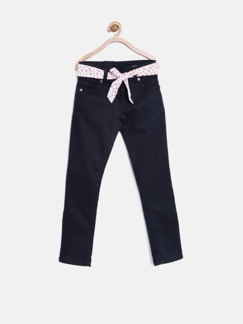 

United Colors of Benetton Girls Navy Skinny Fit Stretchable Jeans, Navy blue