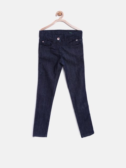 

United Colors of Benetton Girls Navy Skinny Fit Stretchable Jeans, Navy blue
