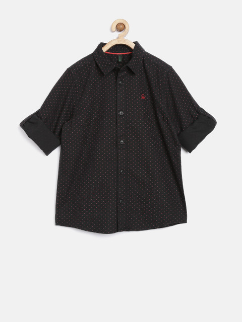 

United Colors of Benetton Boys Black Dot Print Shirt
