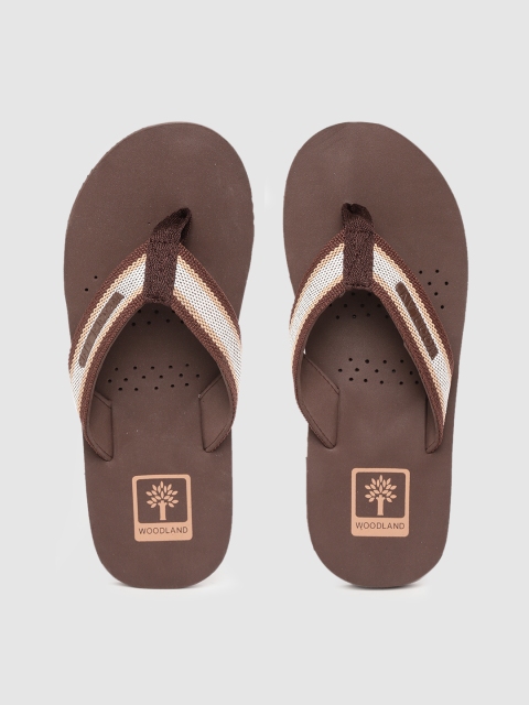 

Woodland Men Off White & Brown Striped Thong Flip-Flops