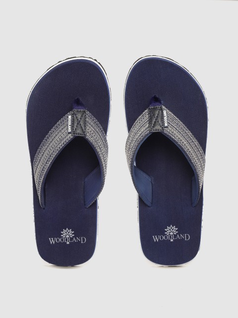 

Woodland Men Grey & Navy Blue Self-Design Thong Flip-Flops