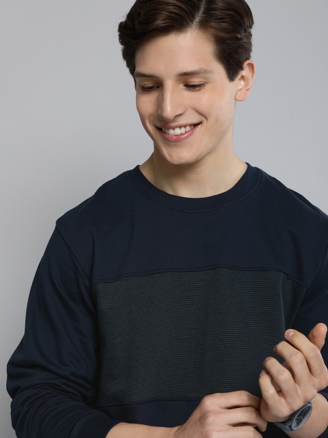 

Mast & Harbour Men Navy Blue Solid Sweatshirt