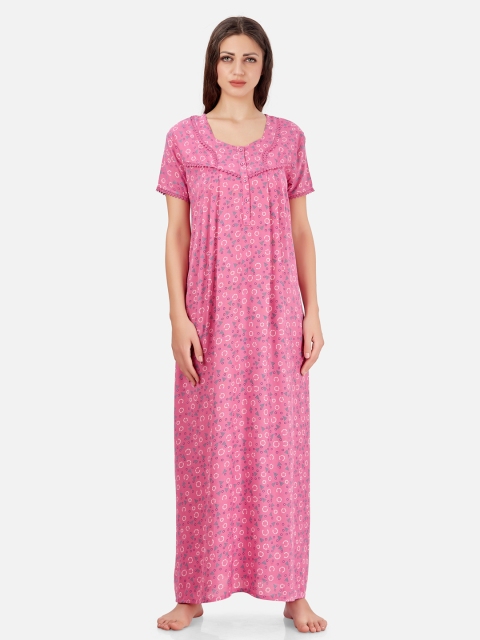 

Sand Dune Printed Alpine Pleated Nightdress, Pink