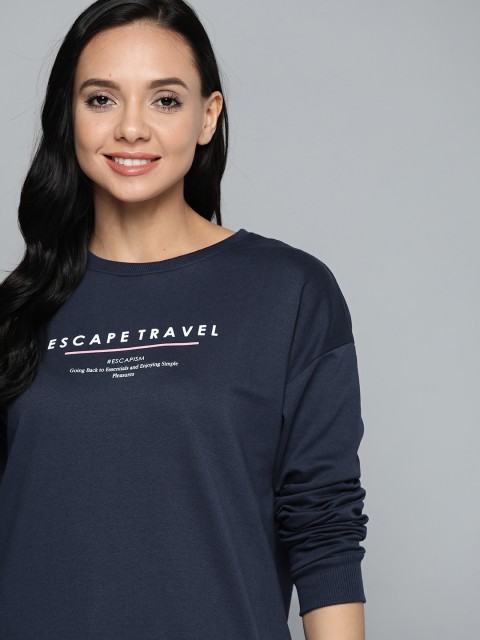 

Mast & Harbour Women Navy Blue Relax Fit Printed Sweatshirt