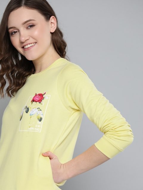 

Mast & Harbour Women Yellow Printed Sweatshirt