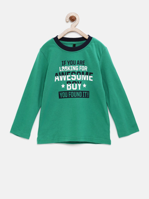 

United Colors of Benetton Boys Green Printed T-shirt
