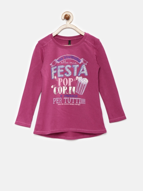 

United Colors of Benetton Girls Pink Shimmery Print T-shirt