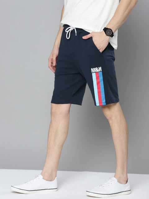

Mast & Harbour Men Navy Blue Solid Regular Shorts