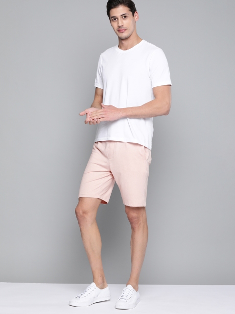 

M&H Easy Men Peach-Coloured Solid Regular Shorts