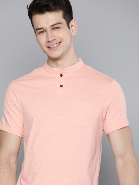 

Mast & Harbour Men Pink Mandarin Collar T-shirt