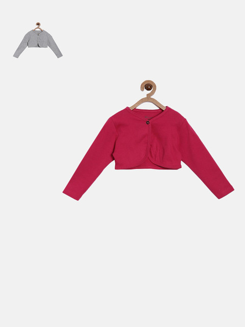 

Kryptic Girls Pack of 2 Cotton Pink and Grey Button Shrug