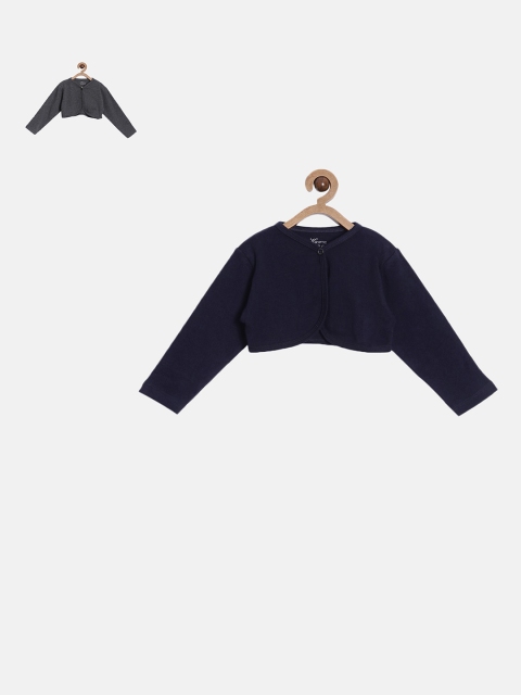 

Kryptic Girls Pack Of 2 Navy Blue & Grey Solid Shrugs