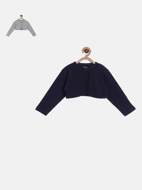 

Kryptic Girls Pack Of 2 Grey & Navy Blue Solid Shrugs