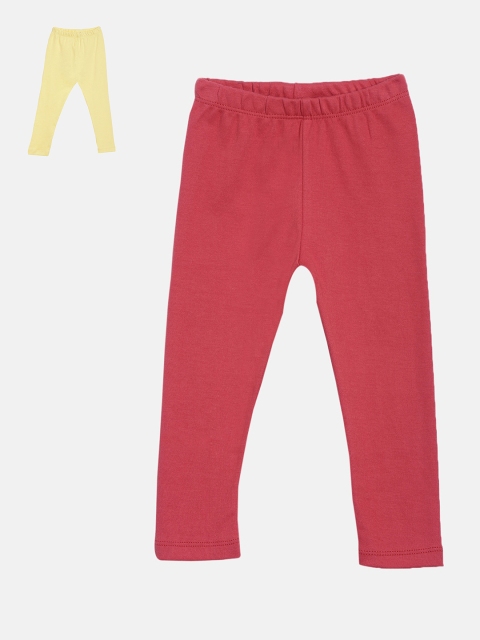 

Kryptic Girls Yellow & Red Solid Set of 2 Leggings