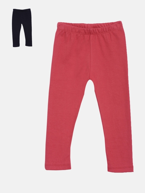 

Kryptic Infant Girls Set of 2 Navy Blue & Pink Solid Leggings