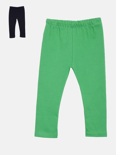 

Kryptic Girls Pack Of 2 Green & Navy Blue Solid Leggings