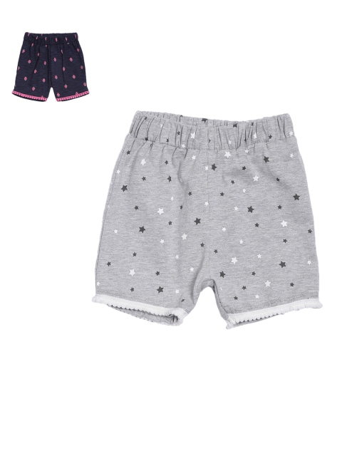 

Kryptic Girls Pack of 2 Printed Shorts, Grey melange