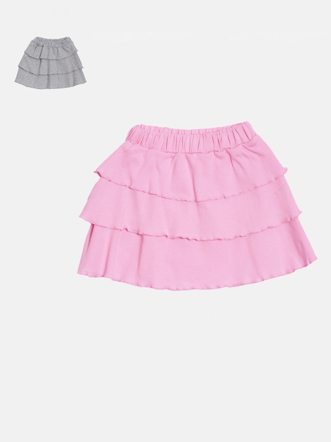Kryptic Girls Pack of 2 Pink & Grey Cotton Skirts