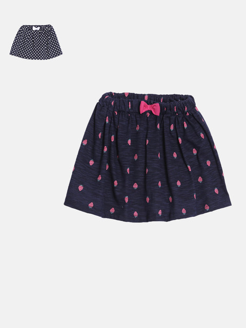 

Kryptic Girls Pack of 2 Navy Blue Printed Skirts
