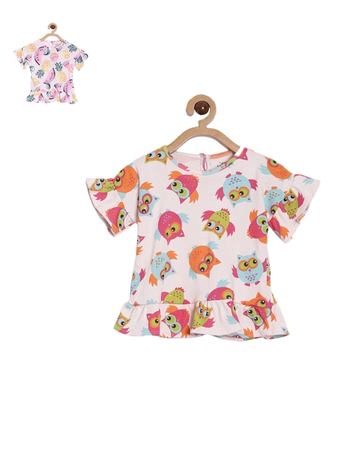 

Kryptic Infant Girls Pack of 2 Printed Cotton Tops, Pink