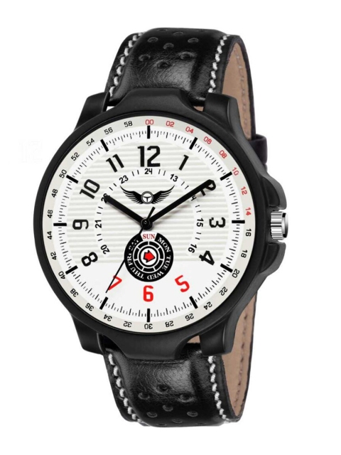 

LOIS CARON Men White Printed Dial & Black Analogue Watch MLC-4210