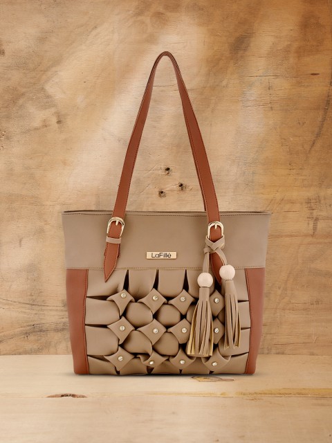 

LaFille Set Of 5 Beige PU Structured Handbags with Tasselled