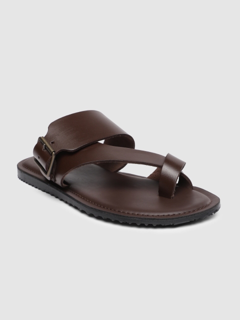 

Mast & Harbour Men Dark Brown Leather Comfort Sandals