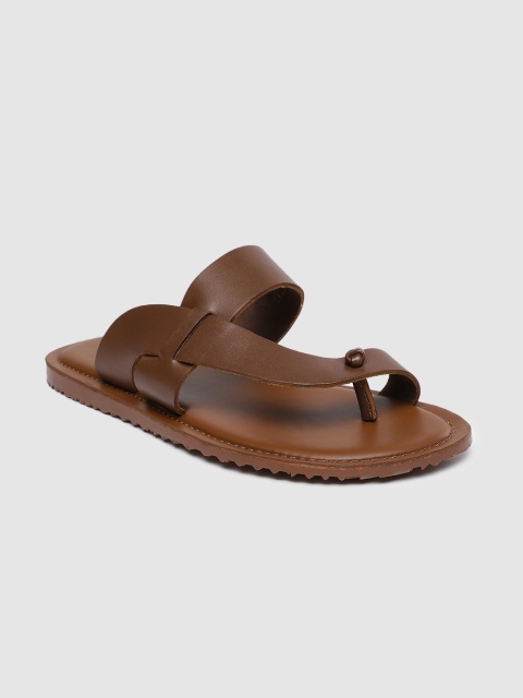 

Mast & Harbour Men Brown Leather Comfort Sandals