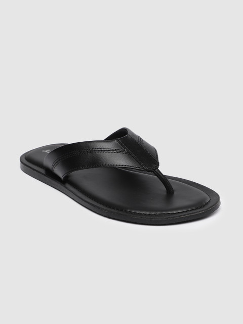 

Mast & Harbour Men Black Leather Comfort Sandals