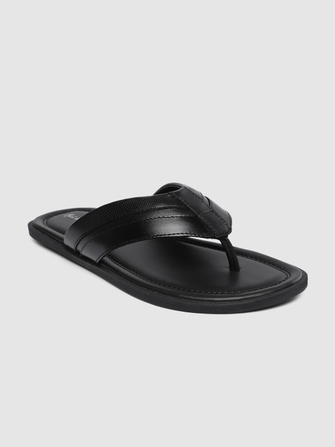 

Mast & Harbour Men Black Leather Comfort Sandals