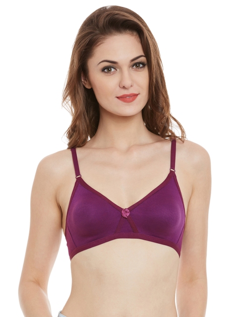 

Clovia Cotton Rich T Shirt Bra With Cross-Over Moulded Cups In Purple