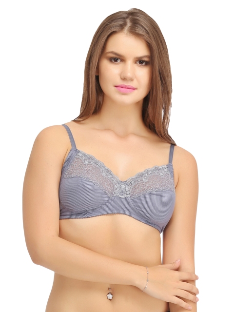 

Clovia Blue Striped Full-Coverage Bra BR0647P054