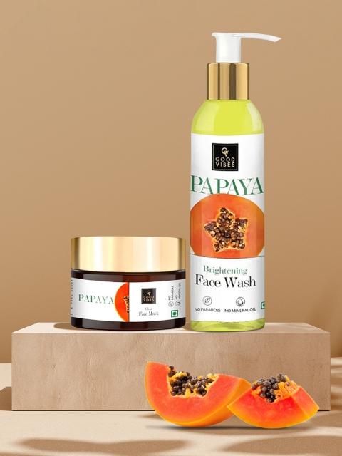 

Good Vibes Papaya Cleansing Kit - Face wash 120ml, Face Mask 50g, White