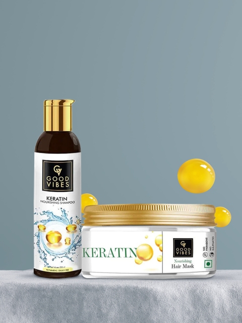 

Good Vibes Keratin Shampoo 200ml and Keratin Hair Mask 200g Combo, White
