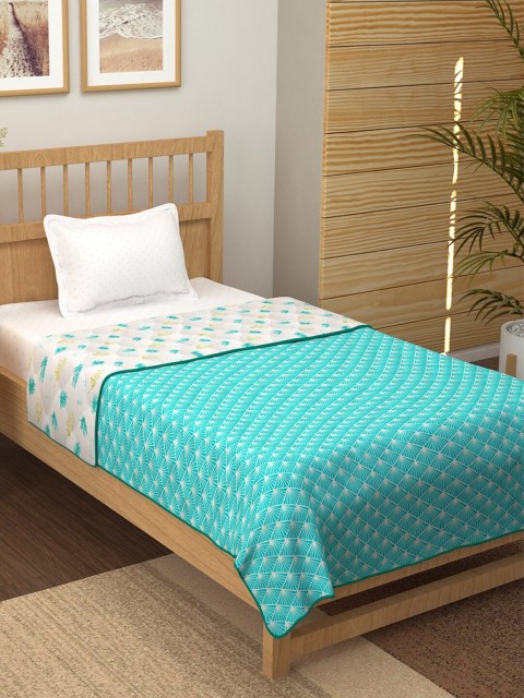 

Story@home Turquoise Blue Floral AC Room 150 GSM Single Bed Dohar