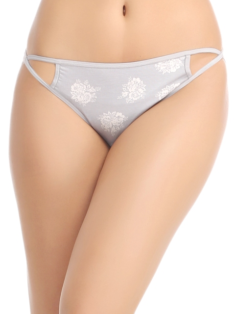 

Clovia Women Grey Floral Print Bikini Briefs PN0678P01