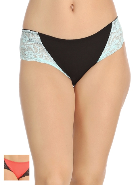 

Clovia Women Pack of 2 Lace Hipster Briefs PNC615C20, Black