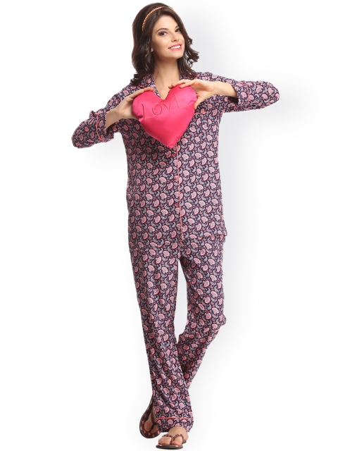 

Clovia Blue & Pink Printed Night Suit NS0597P08