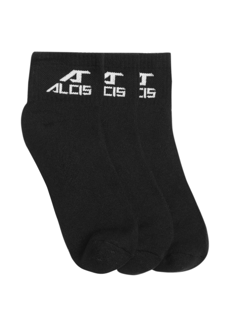 

Alcis Men Set of 3 Black Solid Ankle-Length Socks